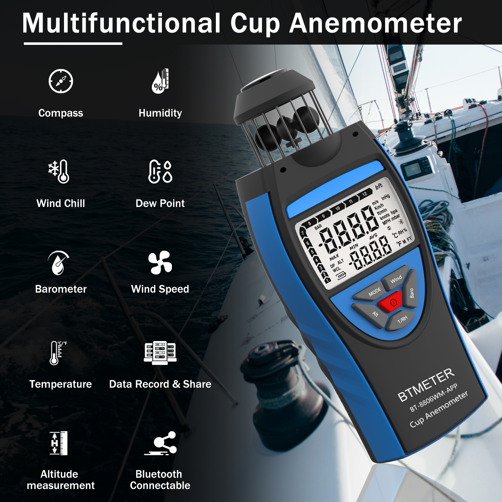 BTMETER Digital Cup Anemometer - Anemometer Wind Speed recensie en prijs